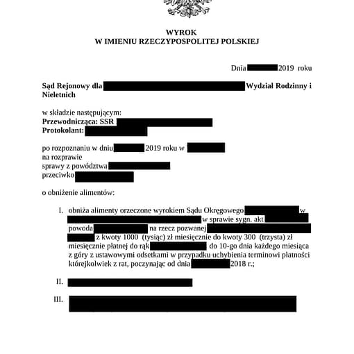 Obniżenie alimentów zasądzonych w wyroku rozwodowym